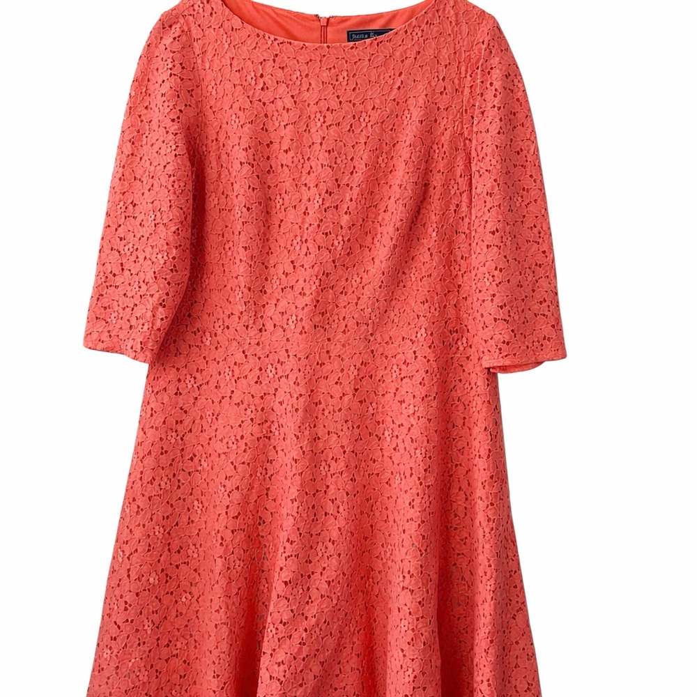 Jessica Howard Coral Lace Fit & Flare Dress 14 W Missing Belt